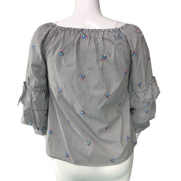 Sanctuary Womens Size M Striped Top Boho Tiered Bell Sleeves 100% Cotton - Picture 7 of 15